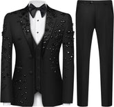 Luxury 2 Pieces Men's Suits Jewel Decoraction Notched Lapel Groom Wedding Blazer Formal Party Prom Suits for Wedding Groom